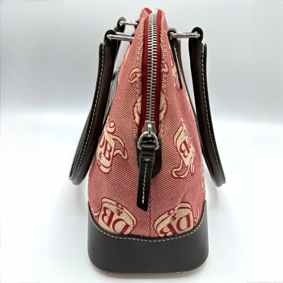 Vintage Dooney & Bourke Domed Crest Canvas/Leather Satchel + Key Fob - Picture 4 of 15